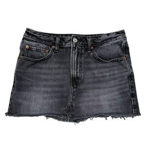 Abercrombie & Fitch Low Rise Black Denim Micro Mini Skirt Sz 26 Fairy Grunge Y2K